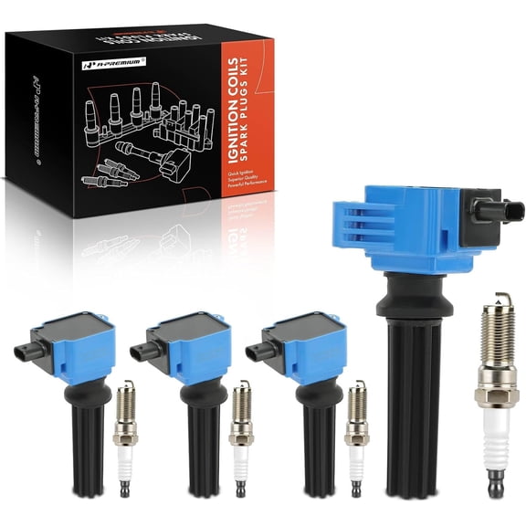 A-Premium Set of 8 Ignition Coil Pack and Iridium Spark Plugs Compatible with Ford Explorer, Escape, Fusion, Focus, Edge, Mustang, Taurus, Special Service Police Sedan & Lincoln MKZ, MKC, MKT