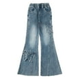 thumbnail image 4 of ZACPNCV Girls Vintage Jeans Wide Leg Baggy Denim Pants Cute Bow High Elastic Waist Trousers Summer Casual Kids Streetwear Blue 7-8 Years, 4 of 8