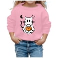 thumbnail image 2 of Weebloom Halloween Boys Girls Sweatshirt For Toddler Ghost Pumpkin Graphic Cute Crewneck Sweatshirt Soft Casual Pullover Long Sleeve Tops For Youth Fall Winter Outfit For Kids Pink 4-5 Years, 2 of 4