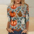 thumbnail image 2 of Jamicy Fall Sweatshirts for Women Fall Season Pumpkin Maple Leaf Print Tshirt for Women Thanksgiving Tops Autumn Thankful 3/4 Sleeve Graphic Tees, 2 of 5