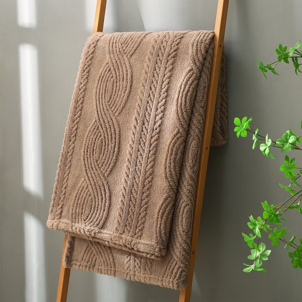 Fiudx Manta de Tafetán, Suave Manta de Algodón Polar, Diseño Moderno de Jacquard, Funda Ligera para Aire Acondicionado, Accesorio Versátil para Sofá, Un Elemento Esencial para Un Hogar Acogedor, Lava