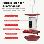Nafnti Hummingbird Feeder with Camera, Smart Bird Feeder with 3K HD Video, AI Identify 300+ Species, Solar Powered Wireless Outdoor Bird Camera, IP65 Waterproof, for Bird Watching Gift