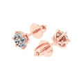 thumbnail image 2 of 0.35 ct Screw-Back Stud Earrings for Women | 1.8mm Round Cut Simulated Blue Diamond | 18K Rose Gold, 2 of 5
