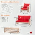 thumbnail image 5 of Meetleisure 4 Pieces Outdoor Wicker Conversation Set, All-Weather Rattan Patio Furniture Sets with Cushions, Red, 5 of 9
