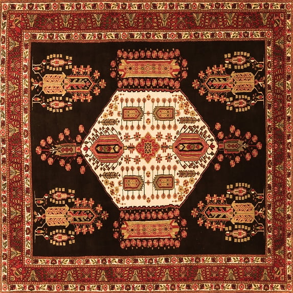 Ahgly Company Indoor Square Persian Orange Traditional Area Rugs, 4' Square
