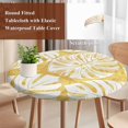 thumbnail image 3 of Yellow Monstera Deliciosa Round Tablecloth 45-54 Inch Round Fitted Table Cloth with Elastic Edge, Summer Botanical Tropical Waterproof Table Cover Protector for Outdoor Picnic Party Dining, 3 of 9