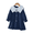 Navy Blue, variant on LYMAYTER Toddler Baby Girls Long Sleeve Dress Bow Collar Elegant Sweet Princess Daily Party Casual Outfit