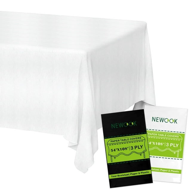 Mantel NEWOOK de papel blanco y plástico, 54 x 108 pulgadas, para rectángulo