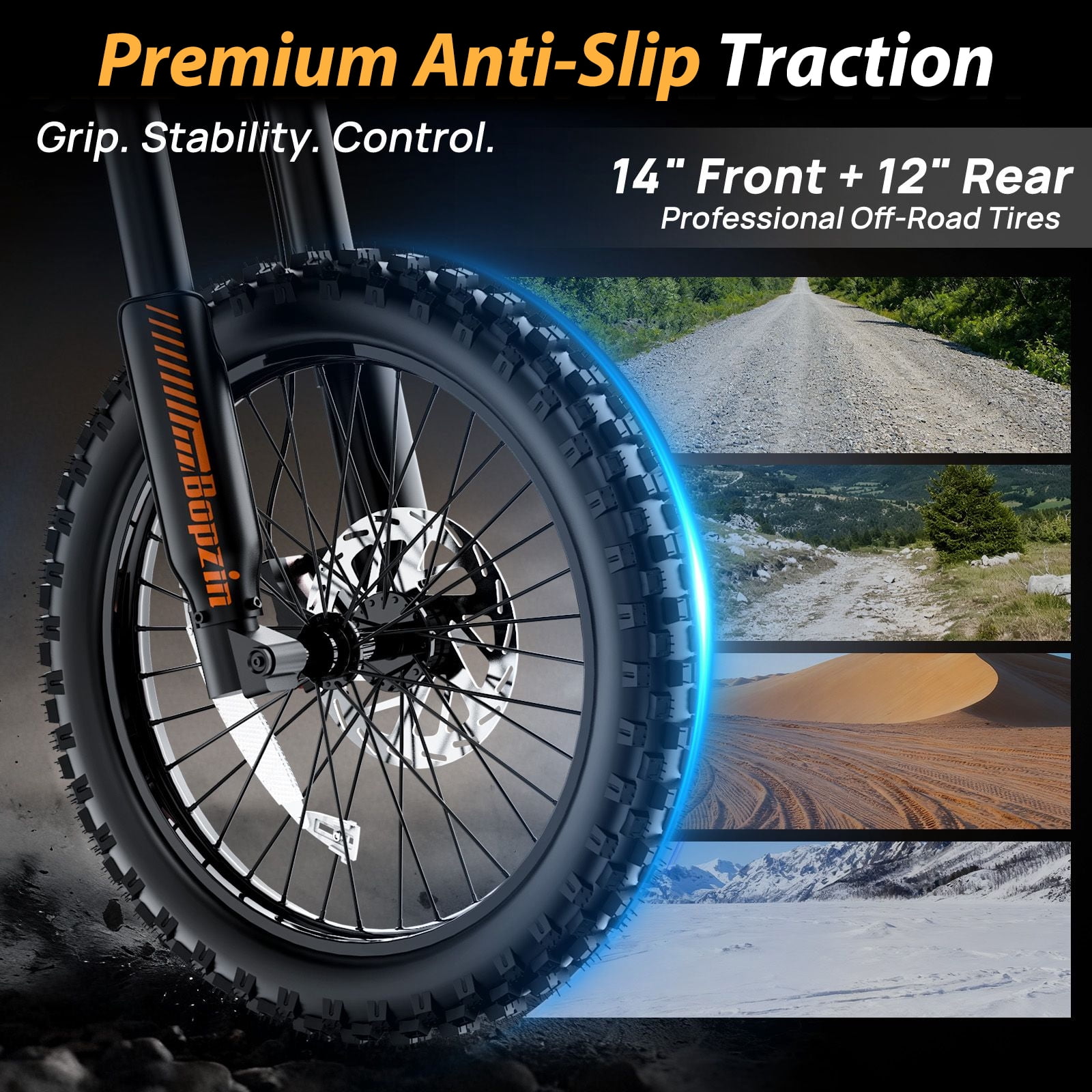 Electric Dirt Bike for Adults/Teens,Peak 2600W,Anti Theft Alarm Electric Motorcycle,60V 23AH,Max 100 Miles Removabale Battery,14"/12" Tire Mountain Bike UL2849