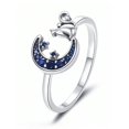 thumbnail image 4 of 1pc Moon And Star Adjustable Ring For Women S925 Sterling Silver Trendy Fine Jewelry Gift, 4 of 5