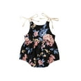 thumbnail image 1 of Faithtur Baby Girl Flower Print Round Neck Bow Lace-Up Suspender Romper, 1 of 8