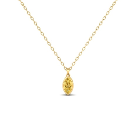 Pure Elegance Dazzling 0.25 Ct Yellow Citrine Marquise Cut Bezal Set Solitaire Pendant Necklace In 925 Silver 14K Rose Gold Over For Women