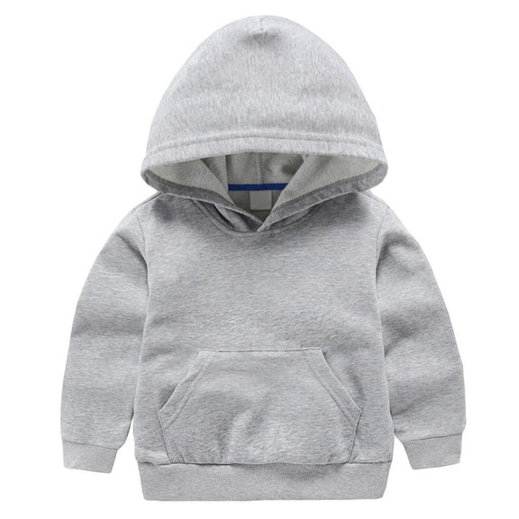 Toddler Fleece Pullover Hoodies, Kids Boys Girls Long Sleeve Hooded Sweatshirts with Pockets Casual Loose Solid Color Fall Winter Hoodie Tops Sweaters Gray 2-3T