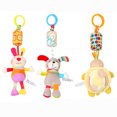 thumbnail image 1 of 3 Pack Hanging Rattle Toys, Cartoon White Black Stuffed Stroller Plush Toys for Newborn 0-18 Month Baby Bed Crib Toys with Wind Chimes (Zebra,Deer&Cow), 1 of 7