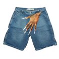 thumbnail image 1 of Pantalones cortos vaqueros con estampado de patrón de tendencia hip-hop Y2K, pantalones informales para parejas de calle alta para hombres, 1 of 5