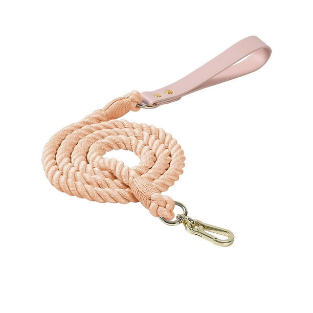 Cuerda para perros con mango de cuero suave Correa gruesa de plomo para perros grandes medianos (cuero rosa, 120cm * 1.2cm) oso de fresa mascota