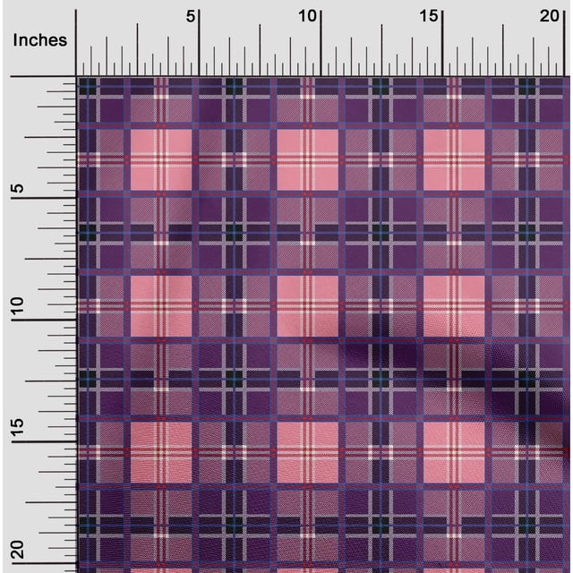 oneOone Tissu Georgette Viscose à Carreaux Tartan au Mètre 42 Pouces de Large
