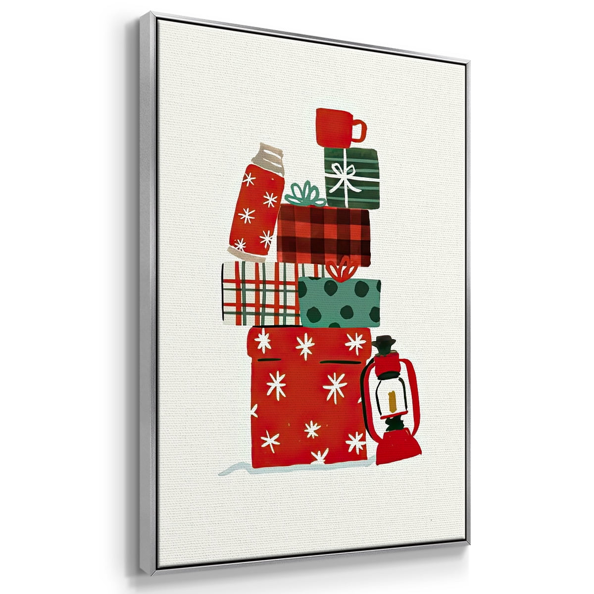 Going to Grandmas Collection B - Framed Gallery Wrapped Holiday Canvas - 25 x 37 - Silver Frame