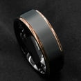 thumbnail image 4 of Metals Jewelry Men's / Women's Tungsten Carbide 8mm Wedding Band Matte Finish Rose Gold Plated Edges Ring Size 12, 4 of 5