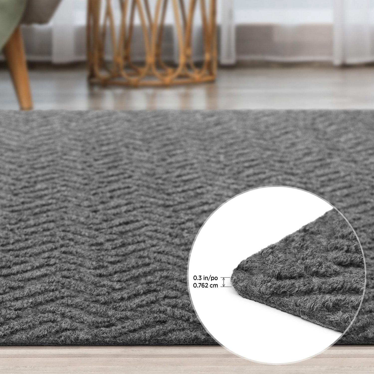 Paillasson Whipcord gris, 36 po x 48 po