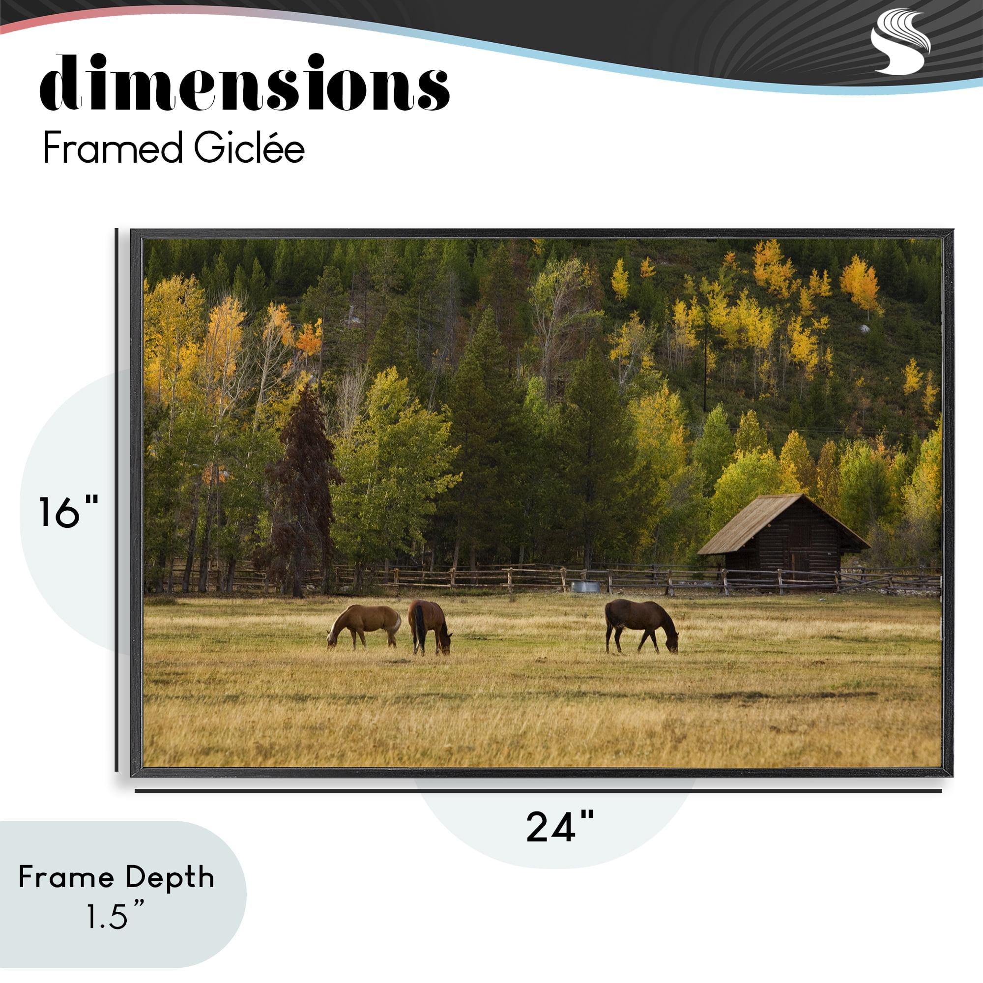 Stupell Industries Horses In Jackson Hole Black Framed Giclee Art, design by Scott Stulberg