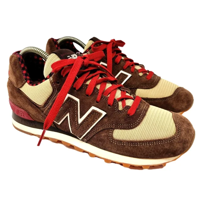 New Balance 574 Paul Bunyan Sneakers Mens 7 Brown Suede Red Plaid M574PB USA