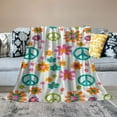 thumbnail image 2 of BCIIG Peace Sign Pattern Flower Design Warm Lightweight Blanket Soft Fleece Throw Blanket for Living Rooms Sofa Decor Cow Gifts All Seasons 50x60in, 2 of 6
