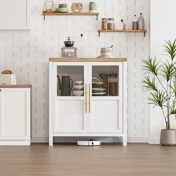 Danolapsi Sideboard Buffet Cabinet with 2 Glass Doors,29" Large Buffet Cabinet with Storage,Modern Farmhouse Storage Cabinet Table Accent Cabinet  for Living Room,Dining Room,Kitchen,Entryway