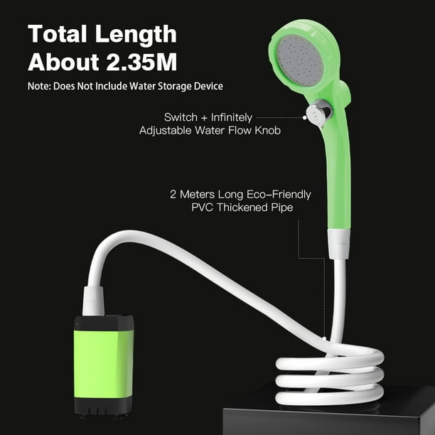 Pommeau De Douche Portable Pour Camping Avec Filtre, Rechargeable, Affichage Digital, Noir