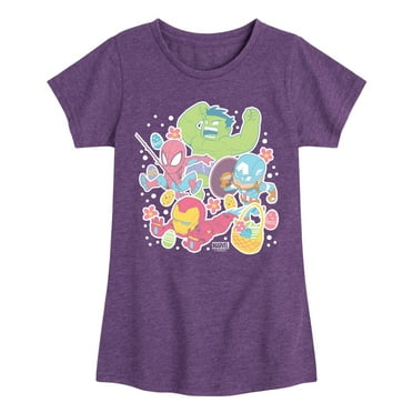 Marvel The Avengers - Easter Stickers - Toddler And Youth Girls Fitted Short Sleeve Graphic T-Shirt
