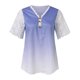 thumbnail image 3 of Gibobby Camiseta Powerblend con Cuello en V Camiseta manga corta con cuello en V sexy verano para mujer Gradación(Morado,XL), 3 of 5