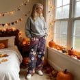 thumbnail image 4 of Trgacdwlo Halloween Fuzzy Pajama Pants Spooky Season Wide Leg Women's Flannel Pajama Pants Elastic Waist Winter Cozy Warm Lounge Pants Women, 4 of 6