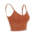 thumbnail image 3 of Gustave Women Cami Bras Seamless Padded Yoga Bralettes Wirefree Workout Sports Bra Comfort Camisole Spaghetti Strap Crop Tops "Orange", 3 of 10