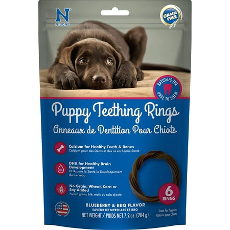 N-Bone Puppy Teething Ring Blueberry and BBQ Flavor [Dog Natural Treats, USA Dog Treats, Dog Top Sellers, N-Bone, Dog Supplies] 6 count