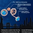 thumbnail image 2 of Gem Stone King 18K Rose Gold Plated Silver Stud Earrings Round/Cabochon Blue Simulated Opal and Moissanite (1.02 Cttw), 2 of 6