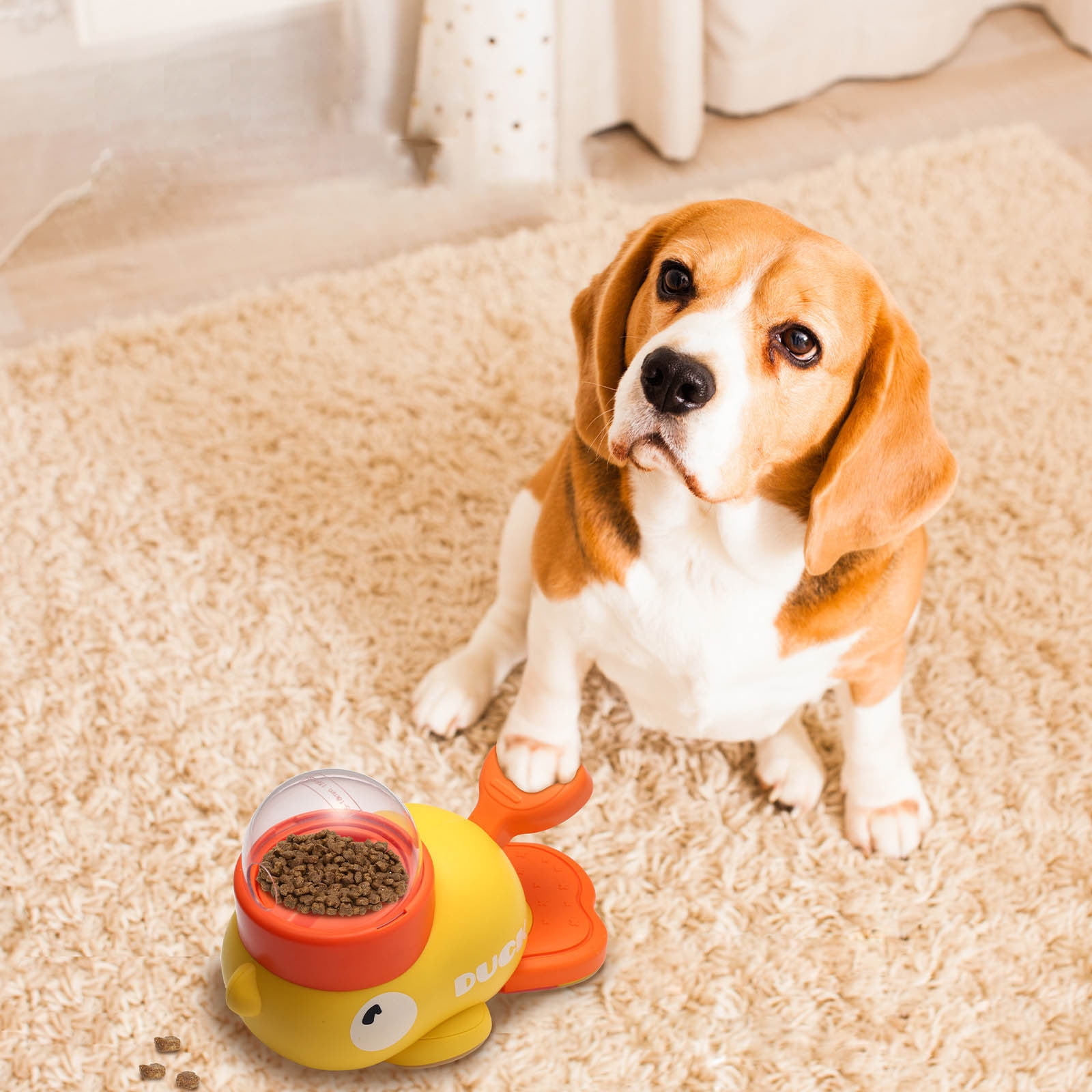 Cadorn Yellow Interactive Dog Feeder – Manual Press - to - Get Food Dispenser for Small, Medium & Large Dogs