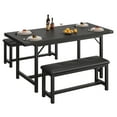 thumbnail image 1 of GloryStar Rectangle Extendable Kitchen Table Set, Includes 2 Upholstered Benches, Perfect for Small Dining Areas, 1 of 8