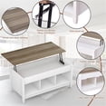 thumbnail image 3 of Pemberly Row Solid Wood Lift Top Coffee Table with Storage Shelves in White, 3 of 12