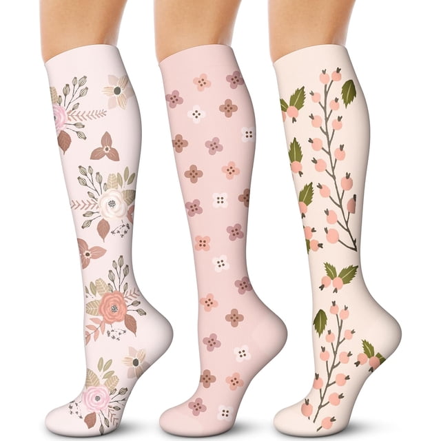 3/6 Paires de Chaussettes de Compression pour Femmes et Hommes 15-20 mmHg - Meilleur Soutien pour Infirmières, Course, Randonnée, Récupération et Vol