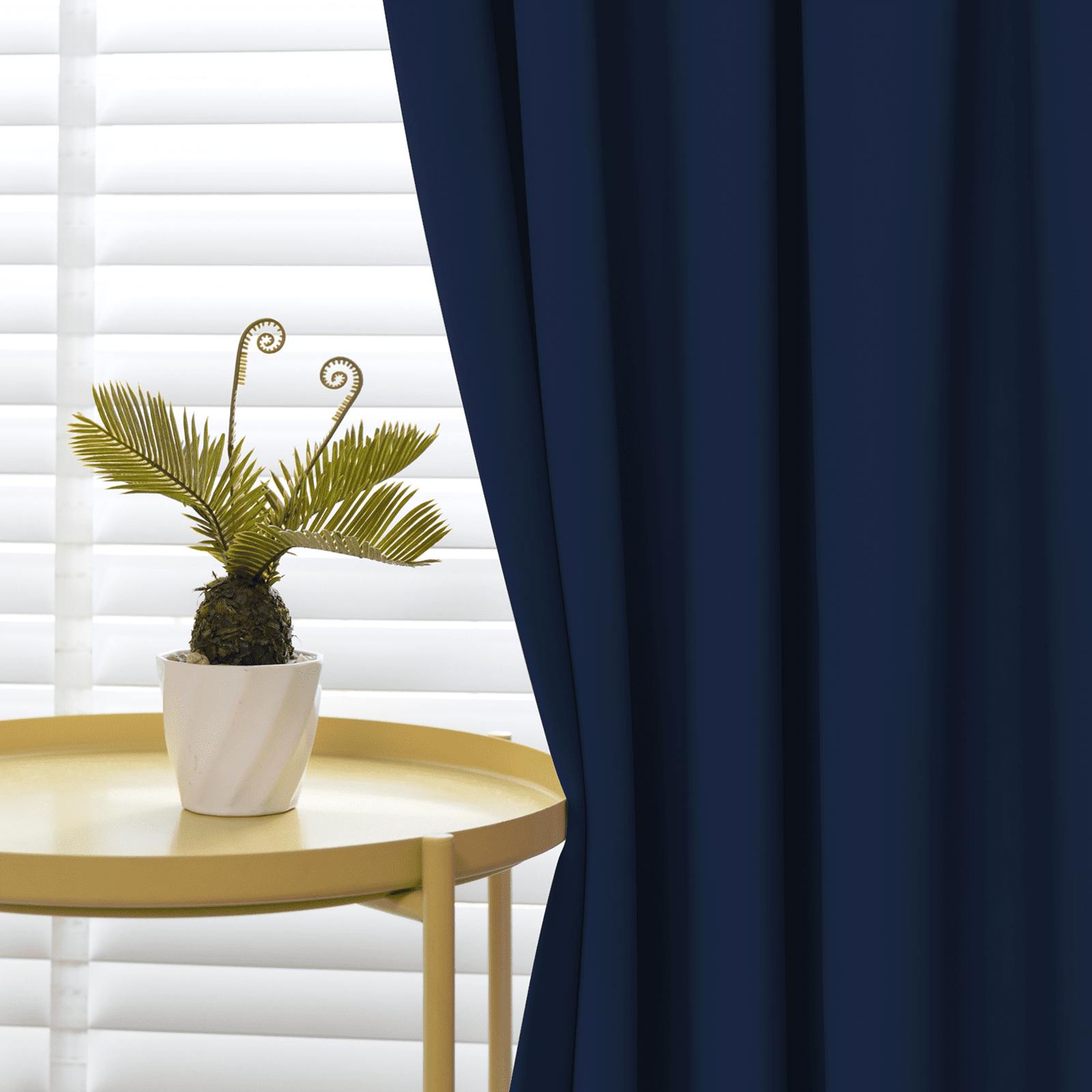Yakamok 63 Inches Long Blackout Curtain Valances for Windows - 2 Panels Blackout Window Valances for Basement with Rod Pocket (Navy,Width 38 by Length 63)
