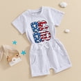 thumbnail image 3 of Okbabeha Baby and Toddler Girl Boy Big Sister Little Sister Brother Matching Outfits Romper/T Shirt+Shorts 4th of July Outfit, 3 of 7