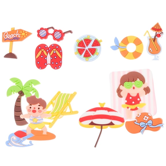 OUNONA Birthday Themed Cupcake Toppers Beach Decorations
