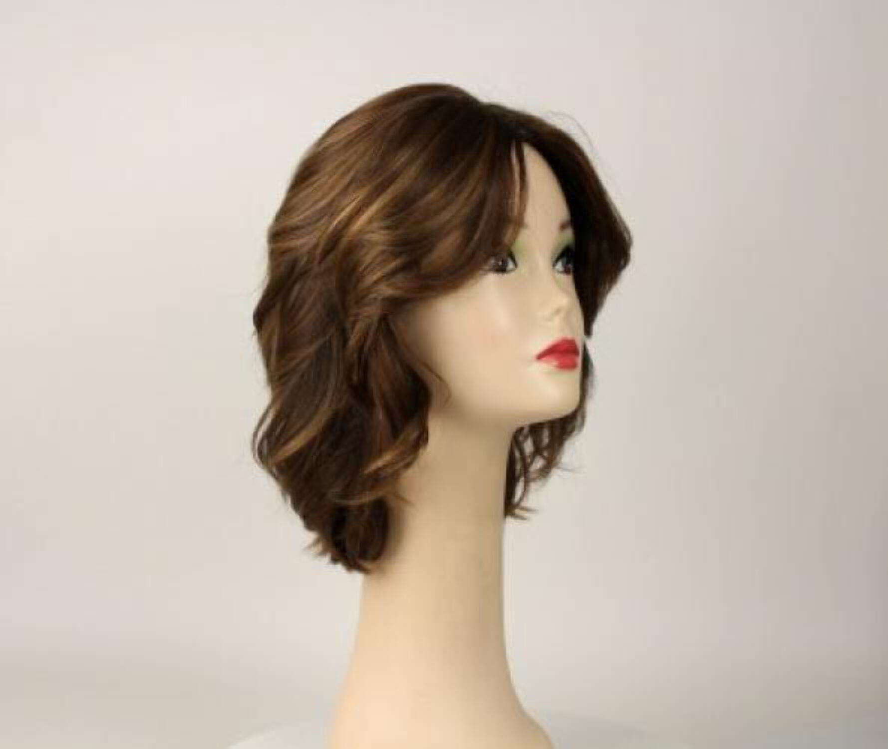 European Human Hair Freeda Wig Regina Light Brown With Warm Blonde Highlights Multi Skin Top Size L