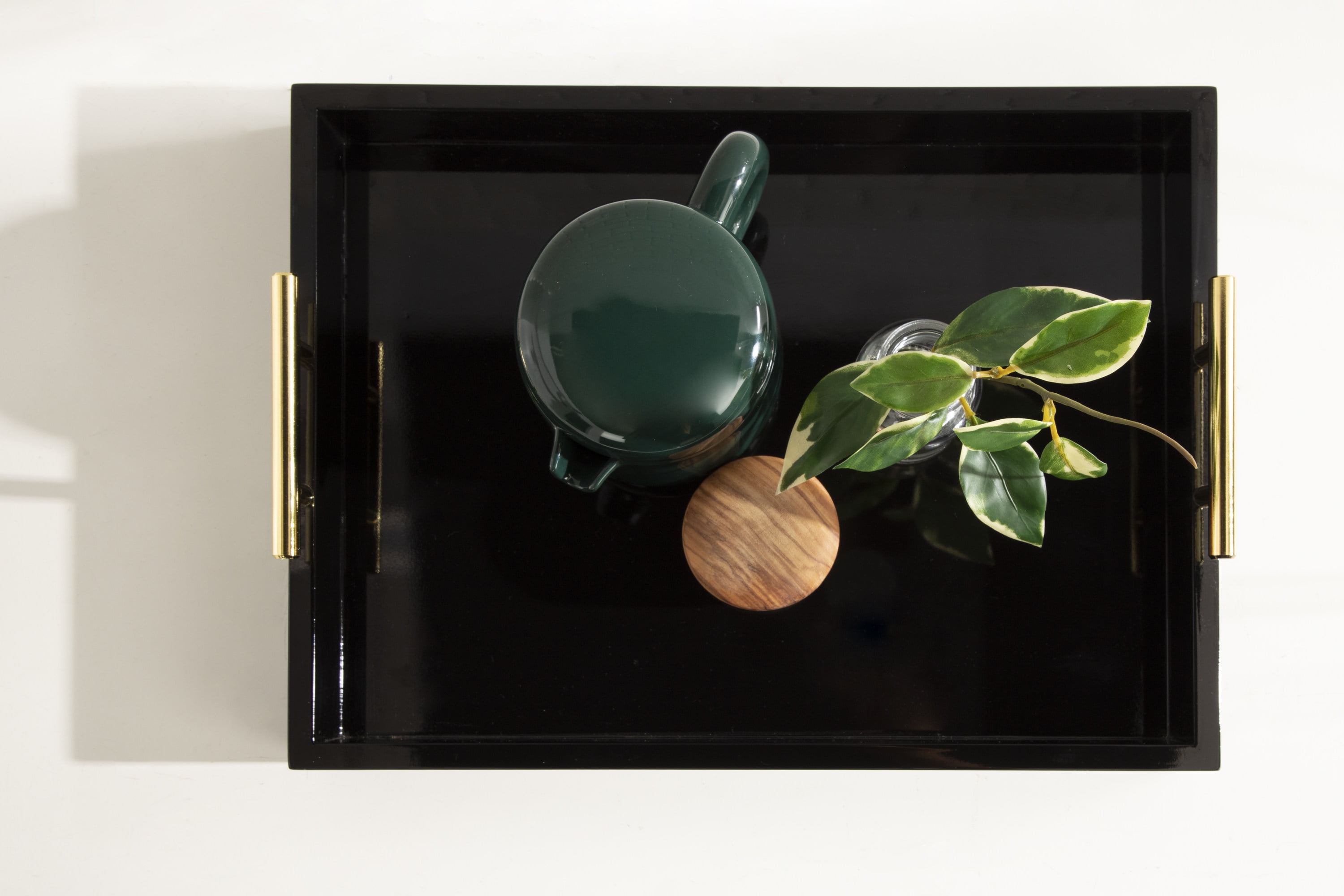Kate and Laurel Lipton Decorative Modern Rectangular Tray, 16.5 x 12.25, Black and Gold, Chic Serving Tray for Storage, Organization, and Display