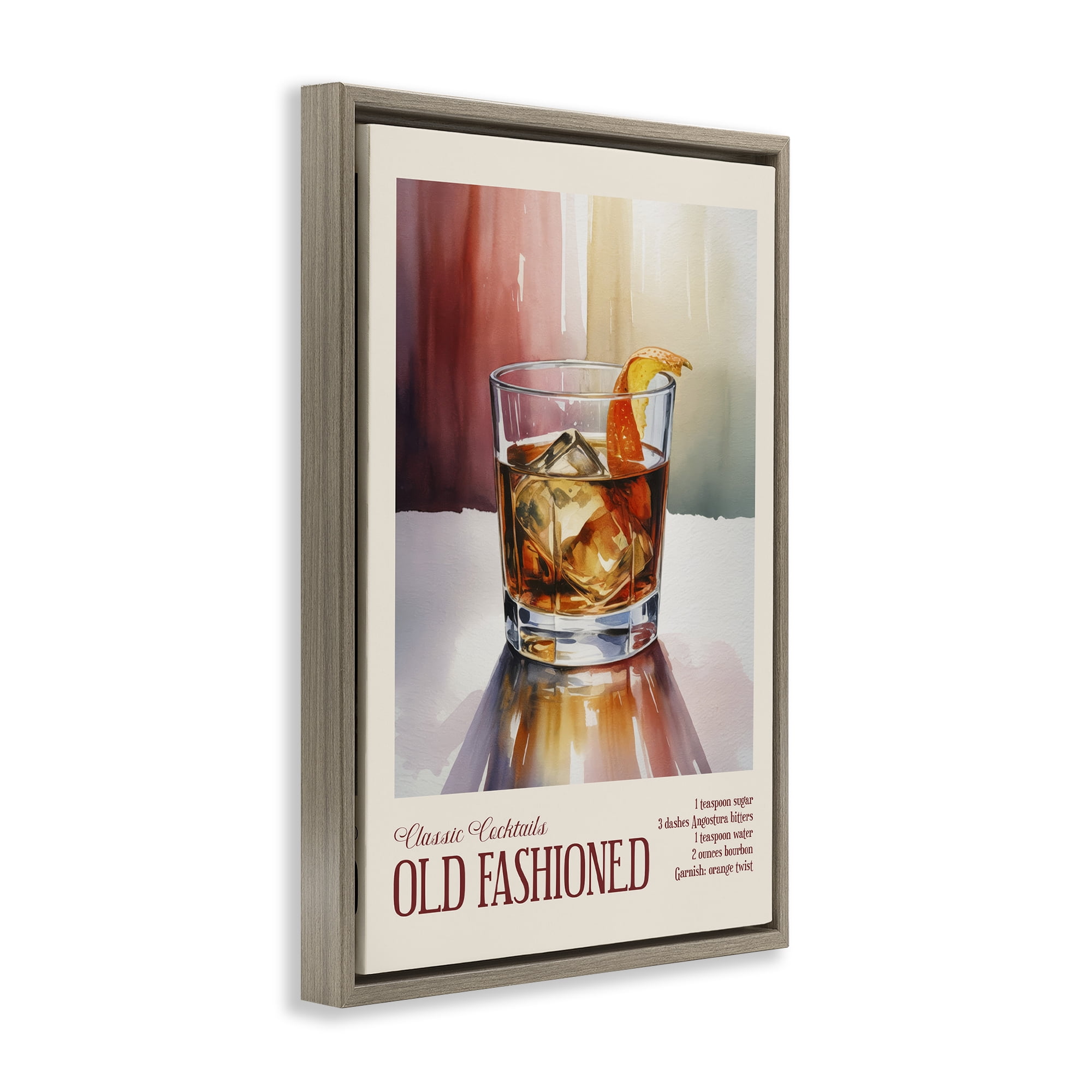 Stupell Industries Old Fashioned on Surface Brown Framed Floater Canvas Wall Art, design by Andreas Magnusson