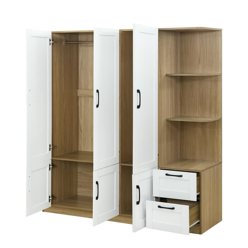 Kadyn 3 Door Armoire Wardrobe Closet, 67" Large Wardrobe Armoire with 2 Drawers & Shelves, Modern Wooden Armoire Storage with Hanging Rod for Bedroom, White Kadyn 3 Door Armoire Wardrobe Closet, 67" Large Wardrobe Armoire with 2 Drawers & Shelves, Modern Wooden Armoire Storage with Hanging Rod for Bedroom, White