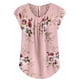 thumbnail image 1 of Sonducket Camiseta de mujer Camiseta plisada estampada Top Cuello Blusa de manga corta Prendas para la parte del cuerpo Rosado XXL, 1 of 5