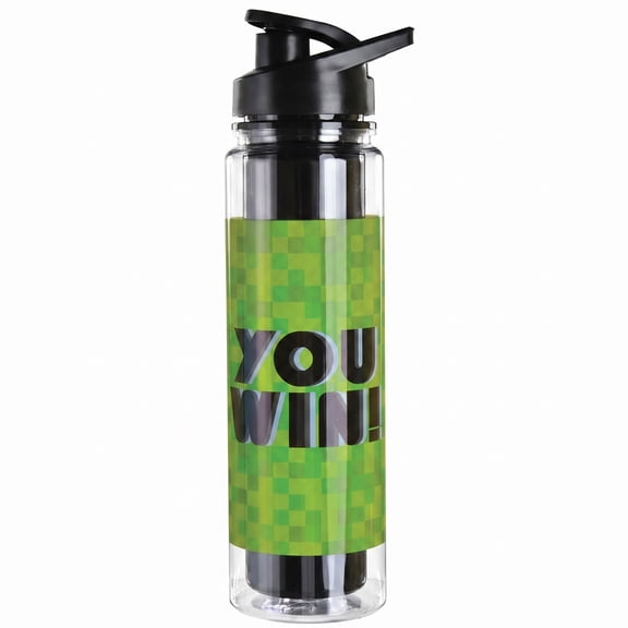 Level Up Water Bottle -12oz (Pack of 1) - Striking Black & Green Durable Plastic - Ideal for Fitness Enthusiasts & Busy Lifestyles