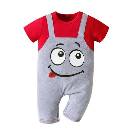 

Summer Toddler Baby Girl Boy Child Short-sleeved Cute Print Jumpsuit