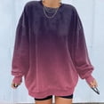 thumbnail image 2 of Women Blouses Elegant Casual Fall Winter Loose Crew Neck Long Sleeve Mitten- One Shoulder Graphic Leisure Cotton Pullover Sweatshirts(Purple,XL), 2 of 5